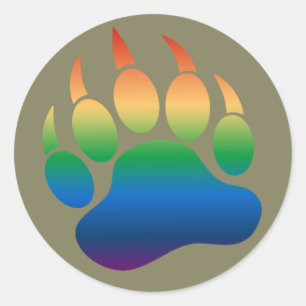 Pegatina Redonda Patrón de gradiente genial Orgullo de osos gays Pa
