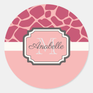 Pegatina Redonda Patrón de guijarros rosados