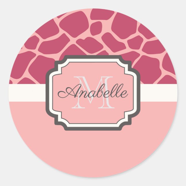 Pegatina Redonda Patrón de guijarros rosados (Anverso)