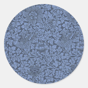 Pegatina Redonda Patrón de Guillermo Morris Vintage Bird y Anemone