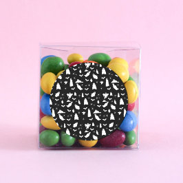 Pegatina Redonda Patrón de Halloween de Fantasma Cuta, Bats & Spide