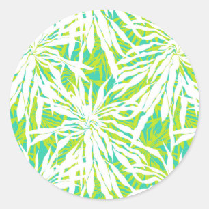Pegatina Redonda Patrón de hojas de palmeras tropicales