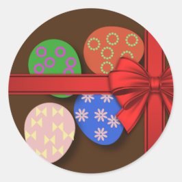 Pegatina Redonda Patrón de huevo de Pascua