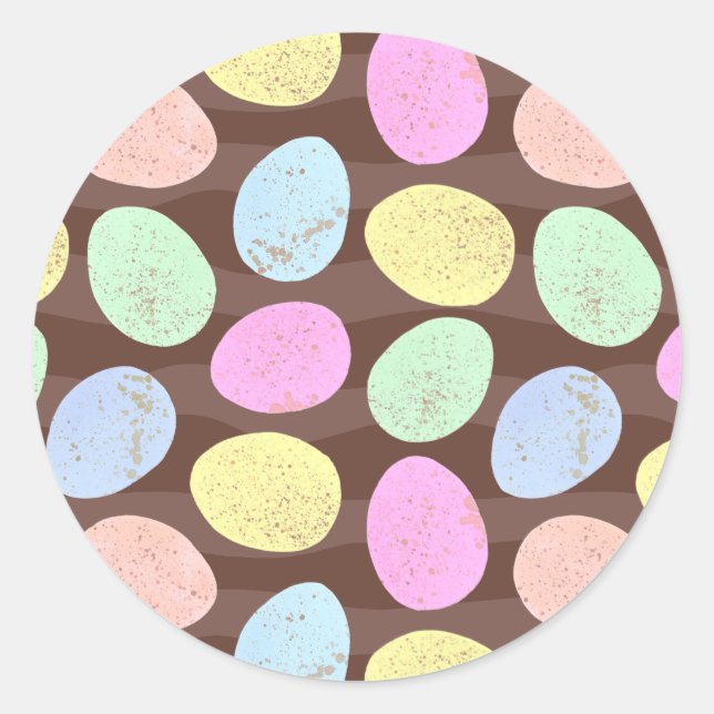Pegatina Redonda Patrón de Huevos de Pascua de Candy (Anverso)