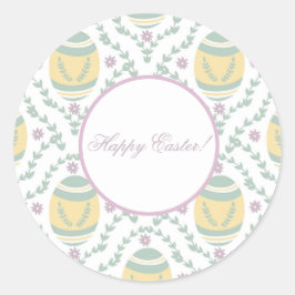 Pegatina Redonda Patrón de Huevos de Pascua Pastel Damask
