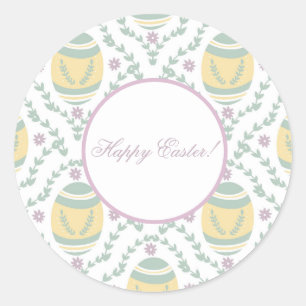 Pegatina Redonda Patrón de Huevos de Pascua Pastel Damask