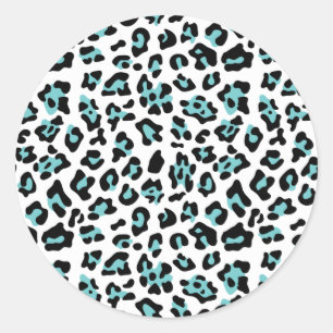Pegatina Redonda Patrón de impresión de animales de leopardo negro 