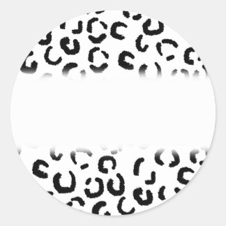 Pegatina Redonda Patrón de impresión de leopardo blanco y negro.