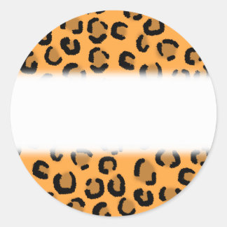 Pegatina Redonda Patrón de impresión de leopardo naranja, negro y m