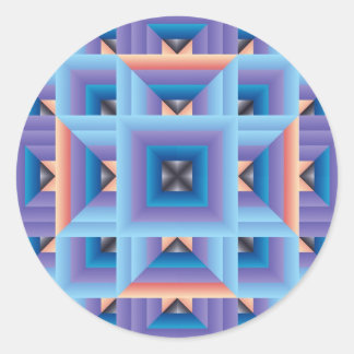 Pegatina Redonda Patrón de inclinación 3 en azul y púrpura