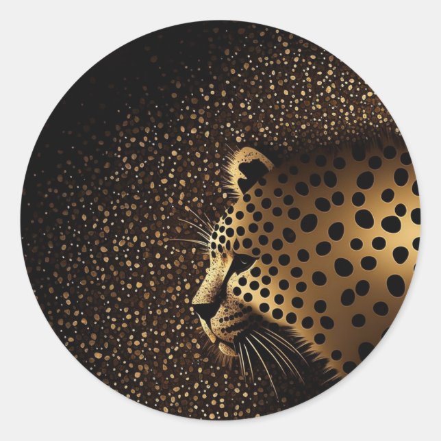 Pegatina Redonda Patrón de Jaguar Dorado           (Anverso)