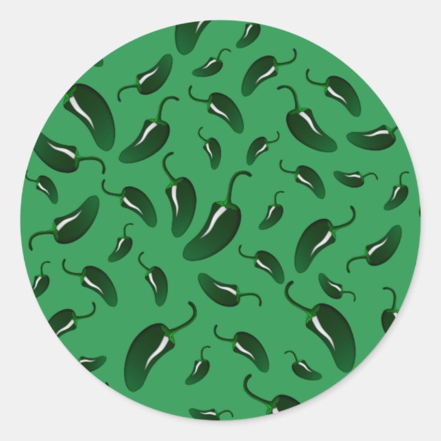 Pegatina Redonda Patrón de jalapeno verde (Anverso)