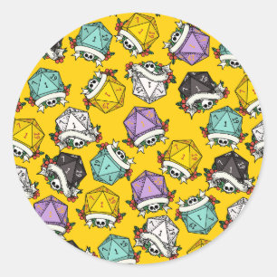 Pegatina Redonda Patrón de juego de dados D20