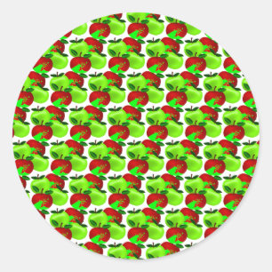 Pegatina Redonda Patrón de la muestra de manzanas rojas y verdes