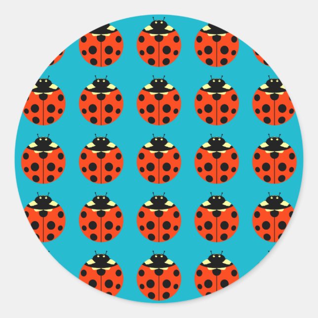 Pegatina Redonda patrón de ladybug (Anverso)