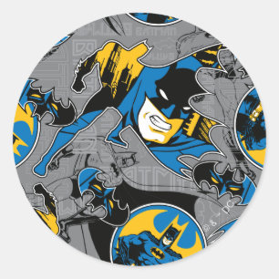 Pegatina Redonda Patrón de lanzamiento a toda velocidad de Batman