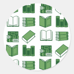 Pegatina Redonda Patrón de lectura y escritura del libro verde