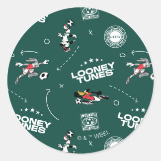 Pegatina Redonda Patrón de libreto de fútbol LOONEY TUNES™
