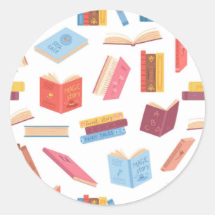 Pegatina Redonda Patrón de libro