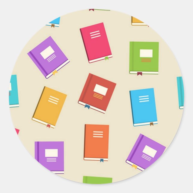 Pegatina Redonda Patrón de libro (Anverso)