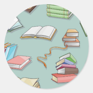 Pegatina Redonda Patrón de libro