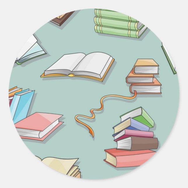 Pegatina Redonda Patrón de libro (Anverso)