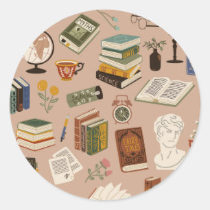 Pegatina Redonda Patrón de libro