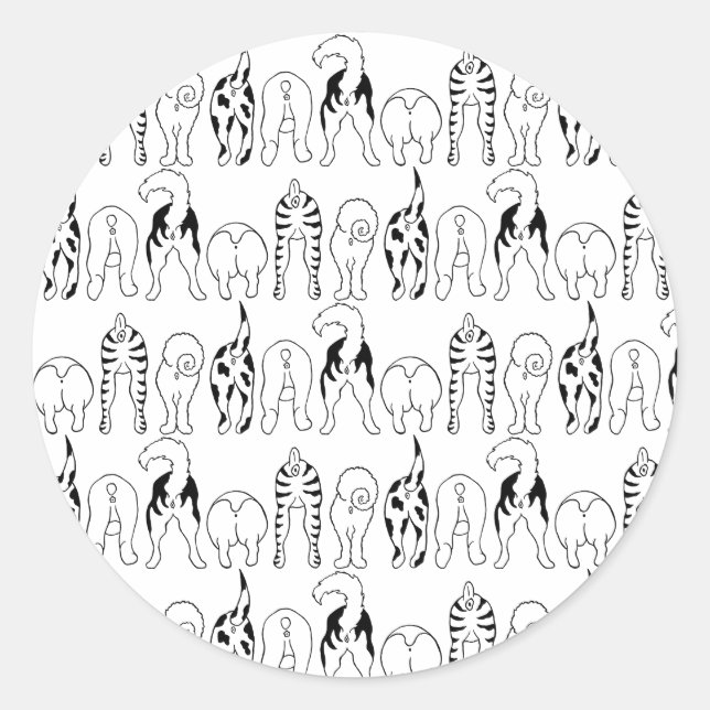 Pegatina Redonda Patrón de manchas de perro (Anverso)