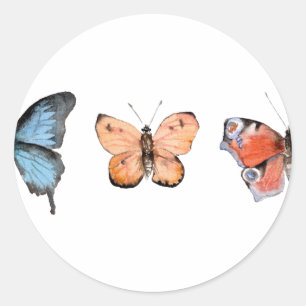 Pegatina Redonda Patrón de mariposa