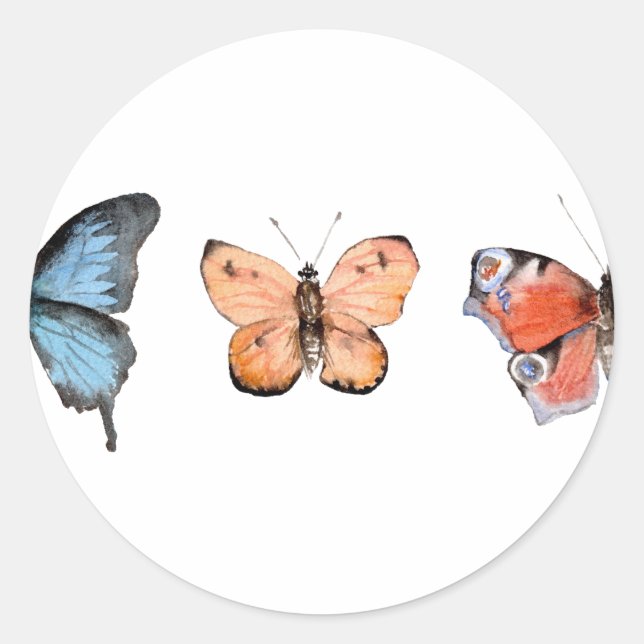Pegatina Redonda Patrón de mariposa (Anverso)