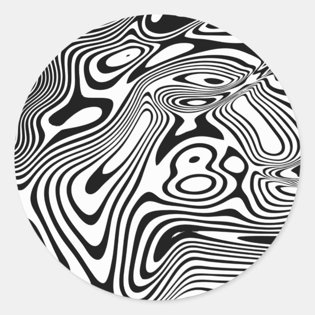 Pegatina Redonda Patrón de mármol blanco y negro (Anverso)