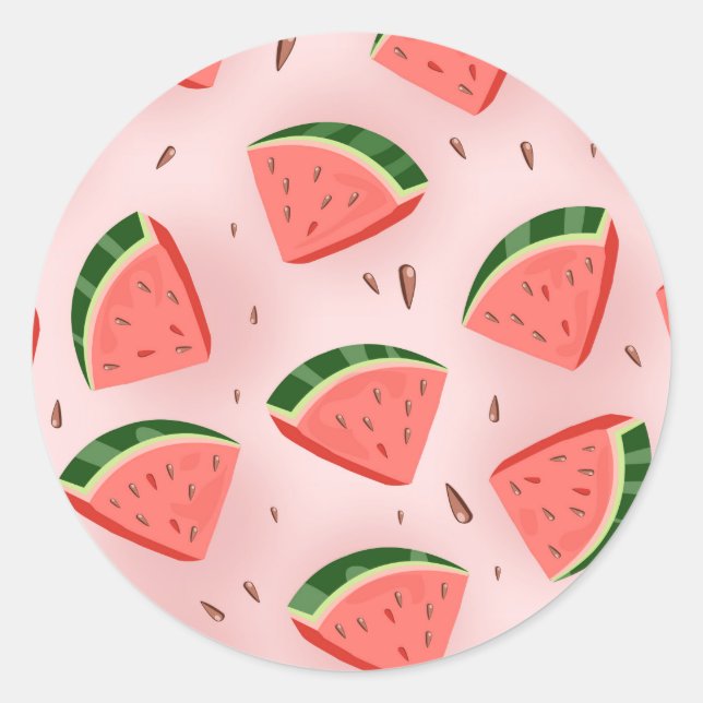 Pegatina Redonda Patrón de Melón de Agua (Anverso)