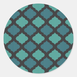 Pegatina Redonda Patrón de mosaico al estilo árabe