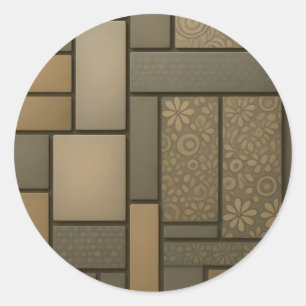 Pegatina Redonda Patrón de mosaico de baldosas neutras beige