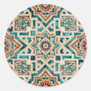 Pegatina Redonda Patrón de mosaico marroquí