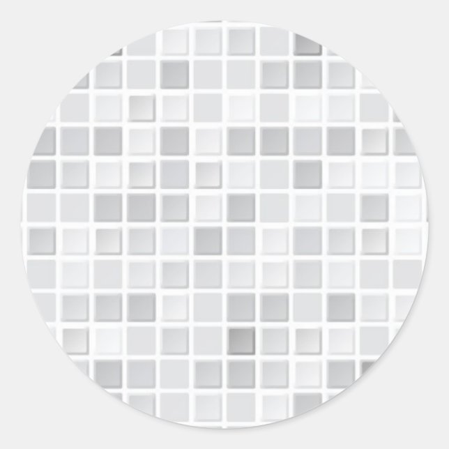 Pegatina Redonda Patrón de mosaicos grises (Anverso)