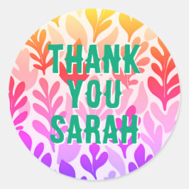 Pegatina Redonda patrón de naturaleza de la puesta del sol gracias 