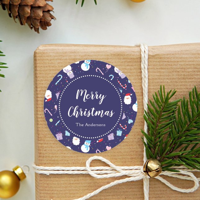 Pegatina Redonda Patrón de Navidades de candy de escaramuza de Sant (Subido por el creador)