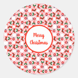 Pegatina Redonda Patrón de Navidades festivos
