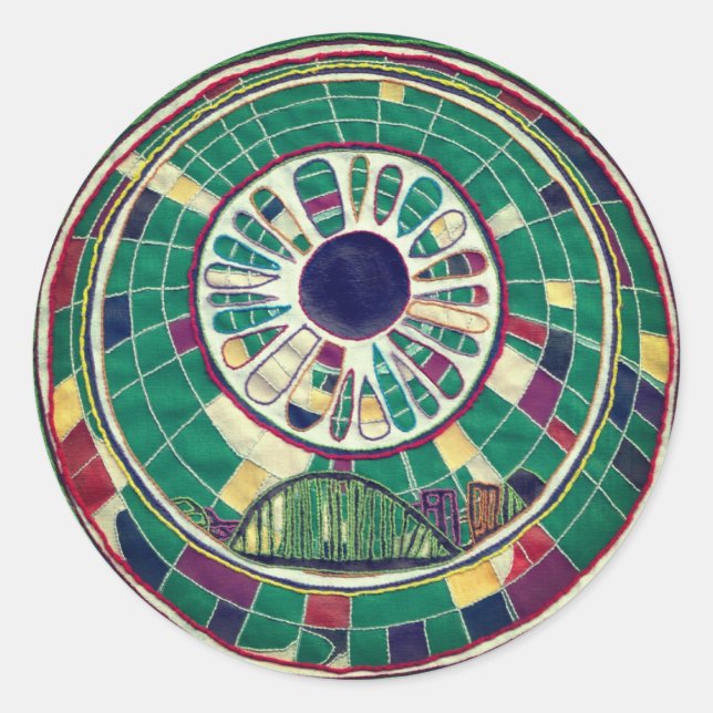 Pegatina Redonda Patrón de Newcastle (Anverso)