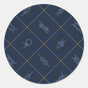 Pegatina Redonda Patrón de nudo de punta náutica