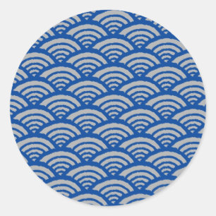 Pegatina Redonda Patrón de onda japonés