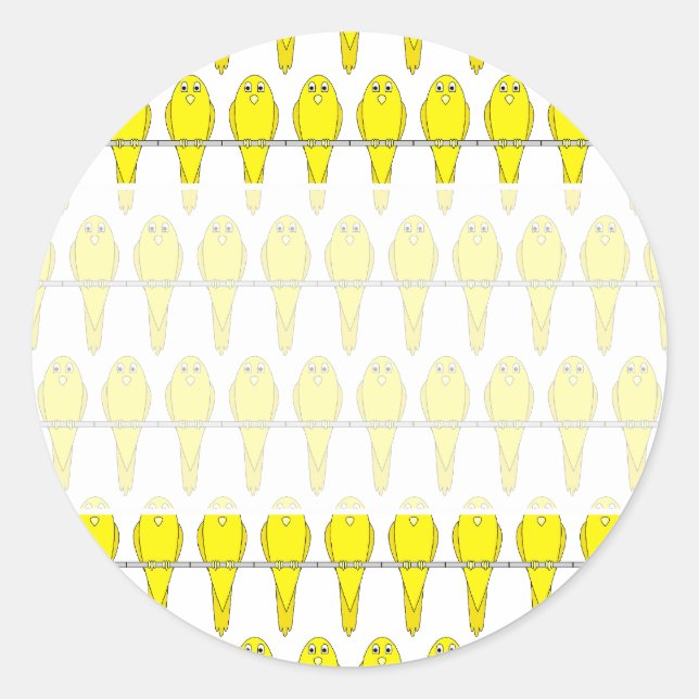 Pegatina Redonda Patrón de pájaro amarillo. Canarias. (Anverso)