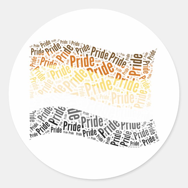 PEGATINA REDONDA PATRÓN DE PALABRAS DE LA BANDERA DEL OSO (Anverso)