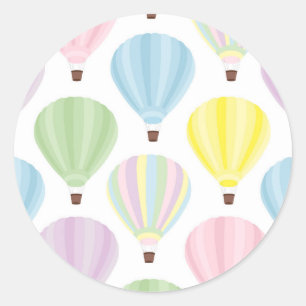 Pegatina Redonda Patrón de pasto de globo de aire caliente