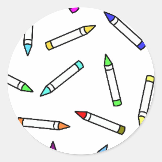 Pegatina Redonda Patrón de personalizado Crayon (Anverso)