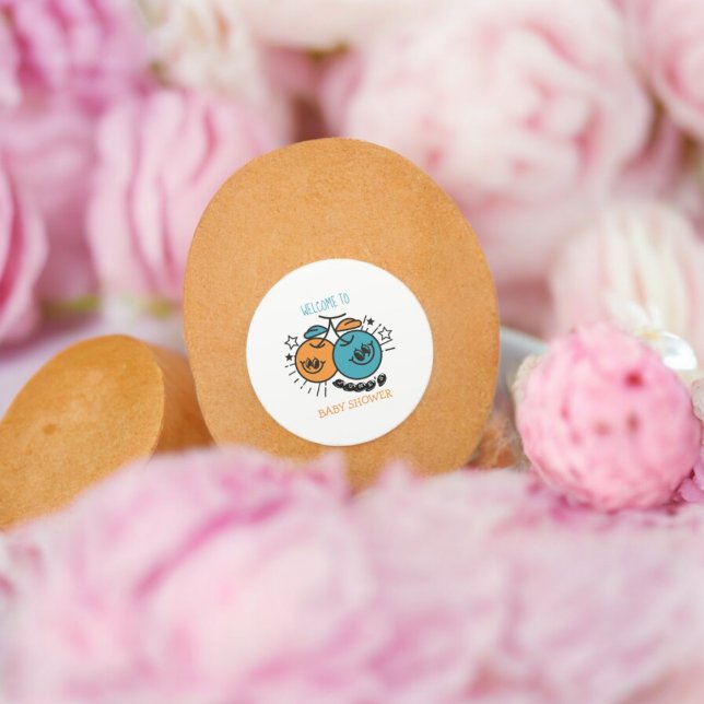 Pegatina Redonda Patrón de Personalizado de frutos de cerezo (sweet cherry fruit party theme sticker,birthday party sticker,gift pack,envelope,return gift sticker)