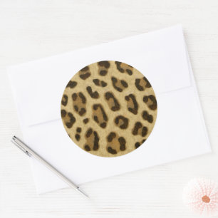 Pegatina Redonda Patrón de piel de impresión de animales leopardos
