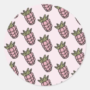 Pegatina Redonda Patrón de piña Y2K Retro Funky