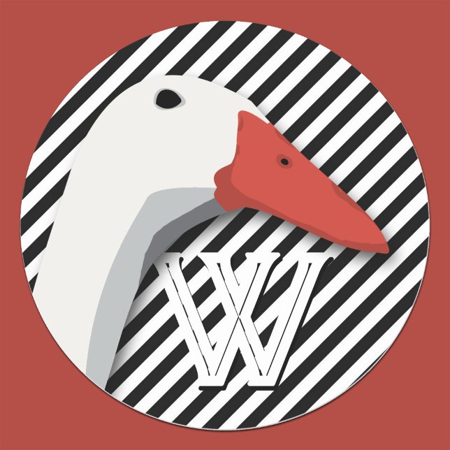 Pegatina Redonda Patrón de pinzas blancas y negras monograma (Subido por el creador)